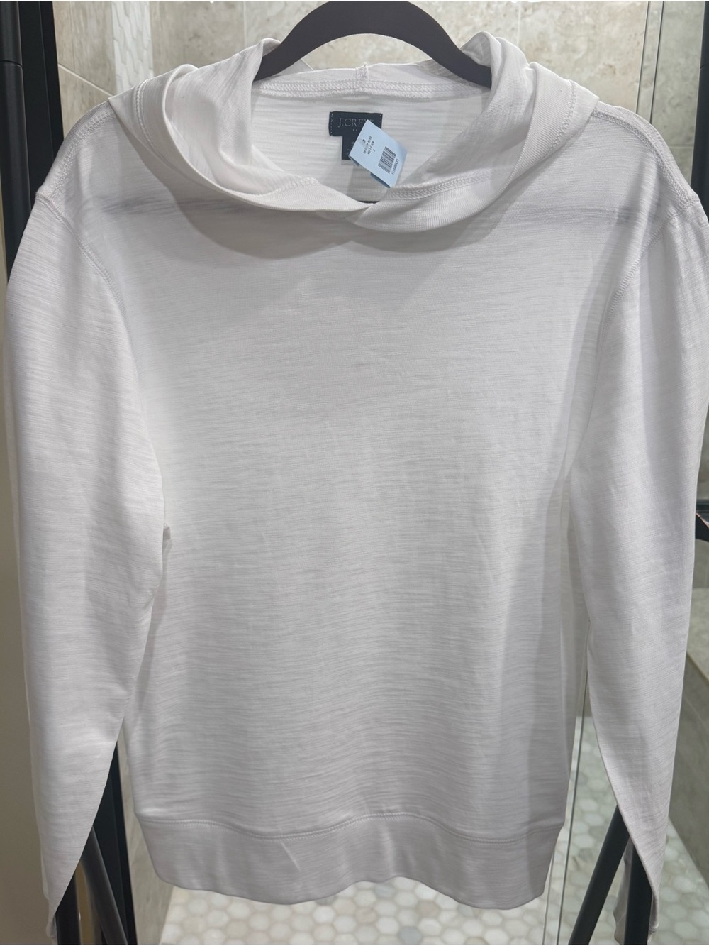 J. Crew White Lightweight Hooded Sweatshirt